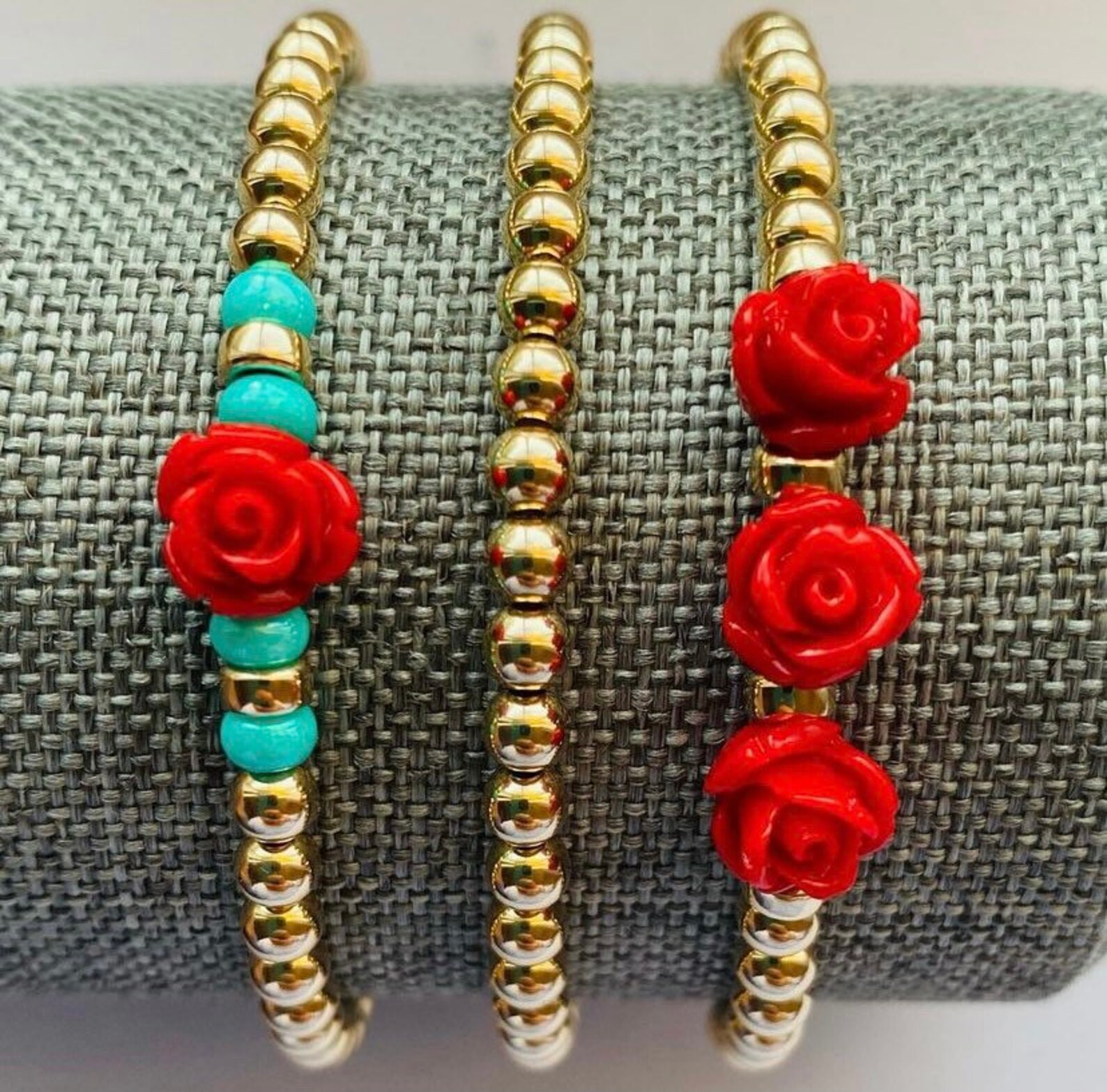 14k gold filled beaded bracelet set Delicate stacking Stack | Etsy