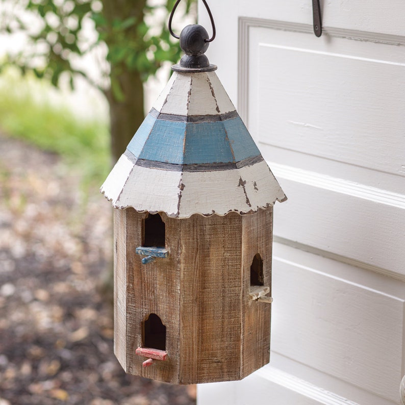 Rustic Wood Hanging Birdhouse with Bombing free shipping Cheap bargain Roof Painted