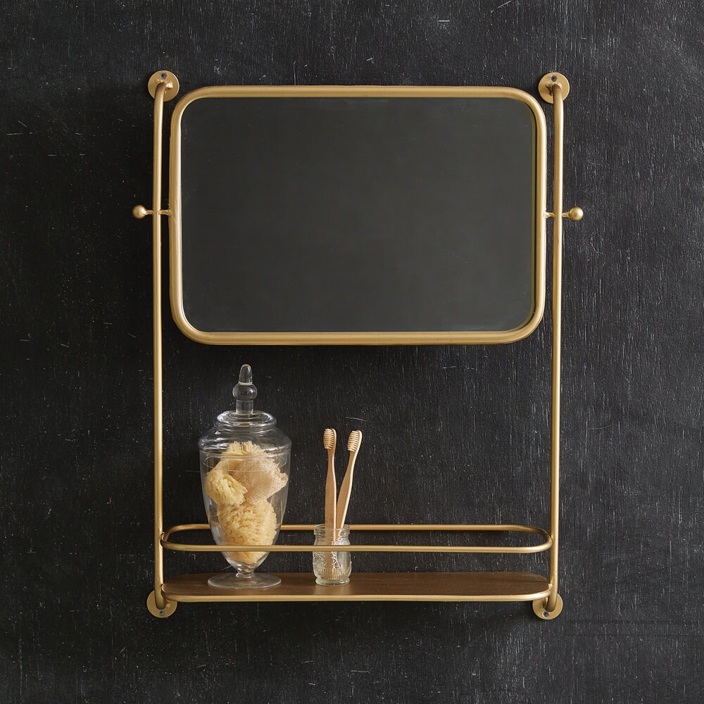 Vintage Gold Bathroom Wall Mirror with Shelf Etsy