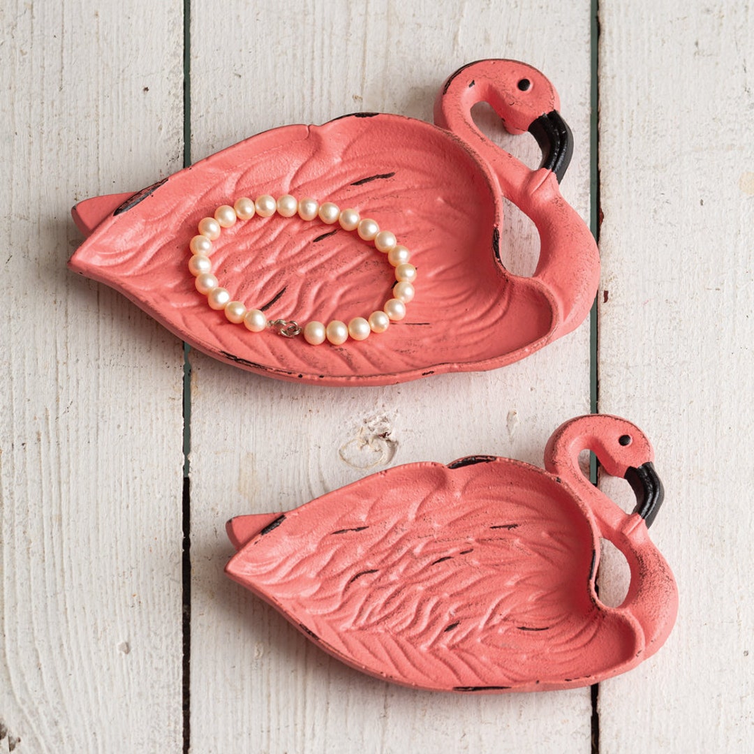 Pink Flamingo Dishes in Cast Iron set of 2 Etsy