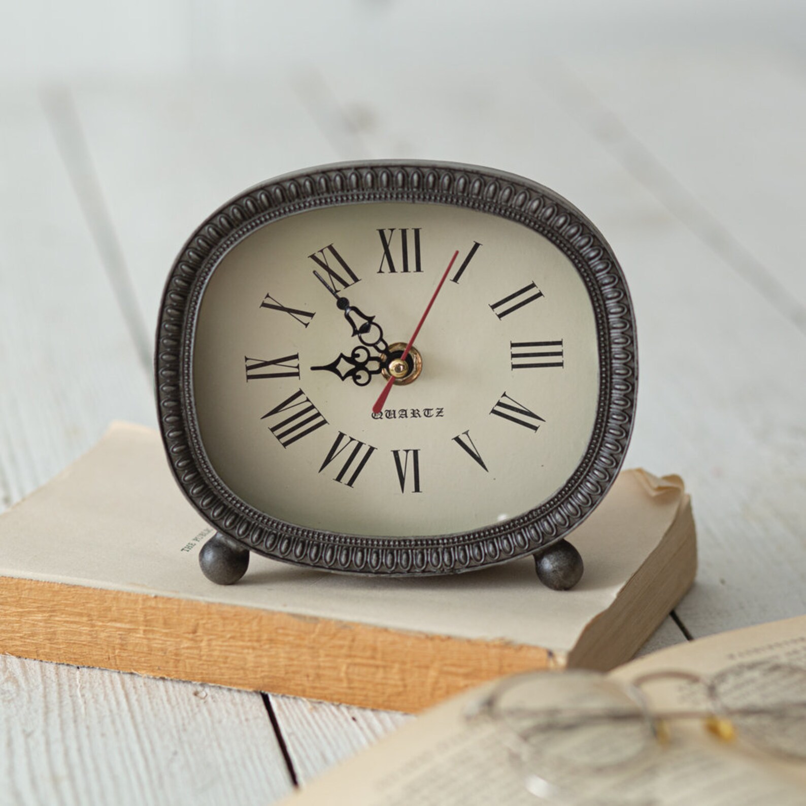 Vintage Inspired Tabletop Clock with Decorative Border Etsy