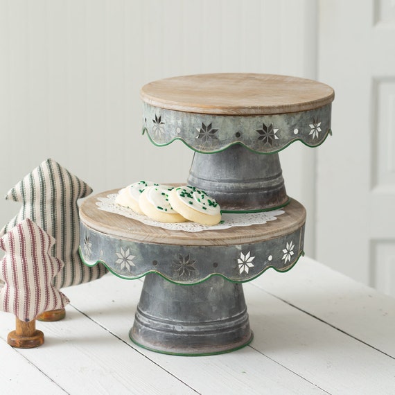 Rustic Christmas Cake Stands set of 2 Etsy