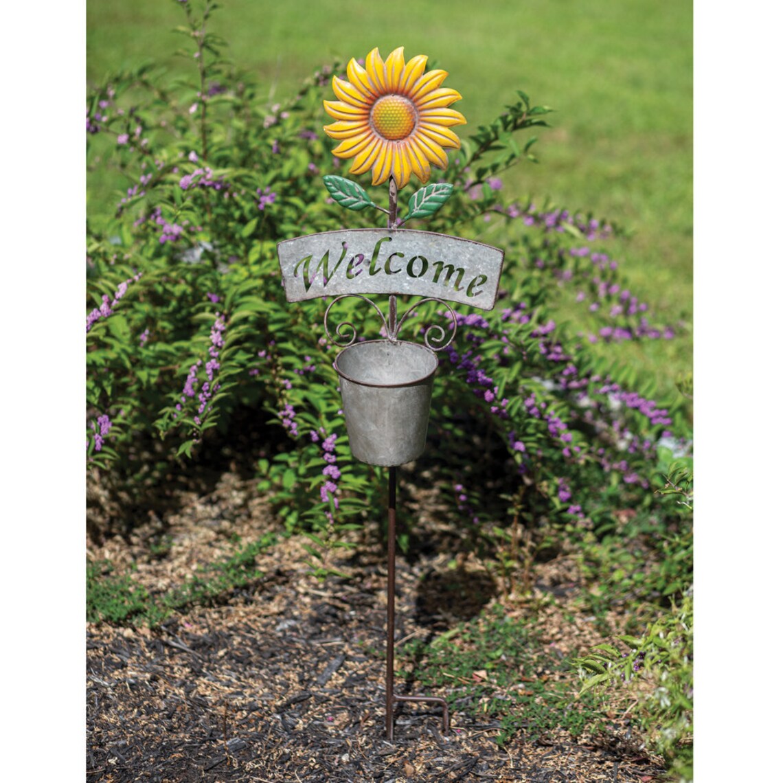 Sunflower Garden Stake With Sign Etsy