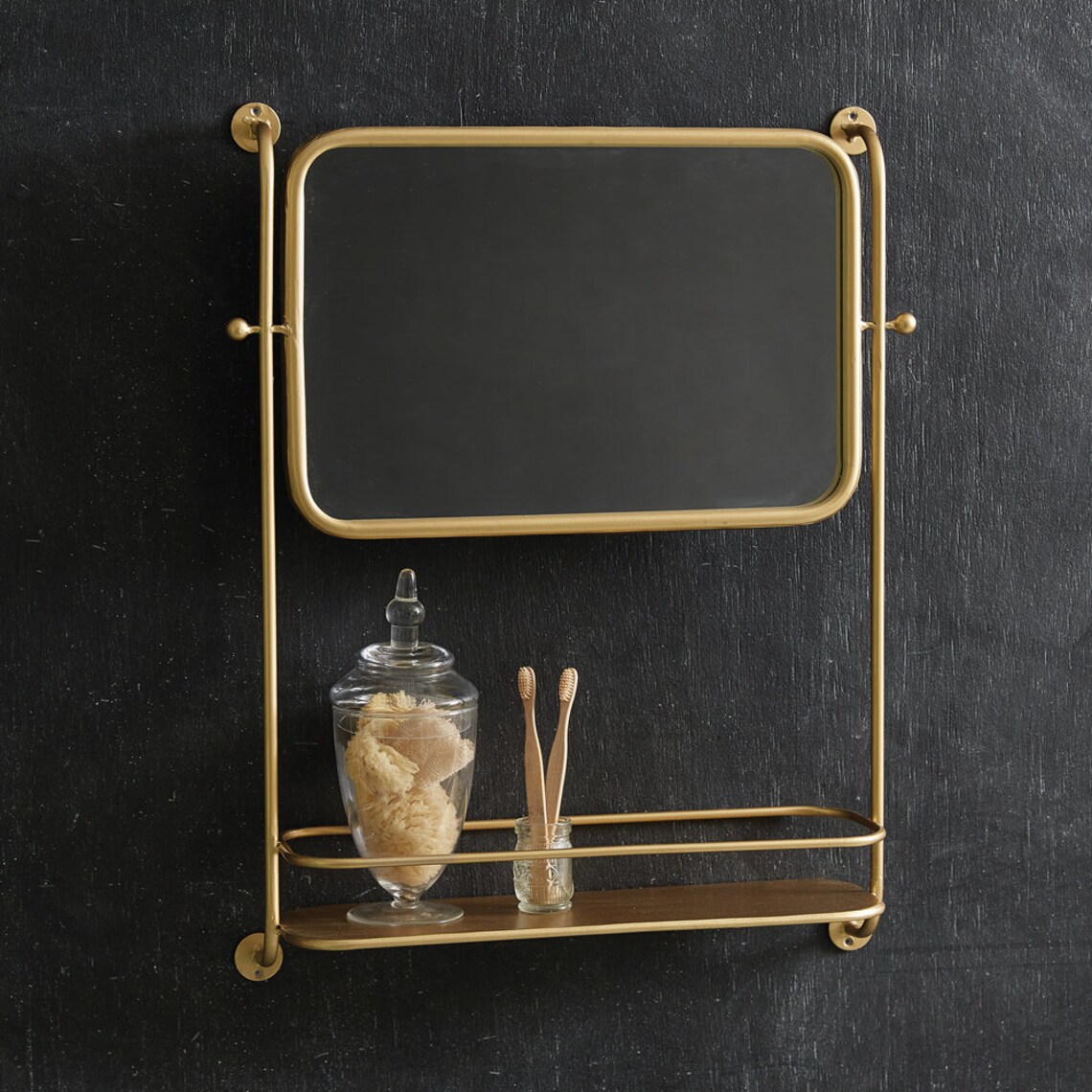 Vintage Gold Bathroom Wall Mirror With Shelf - Etsy