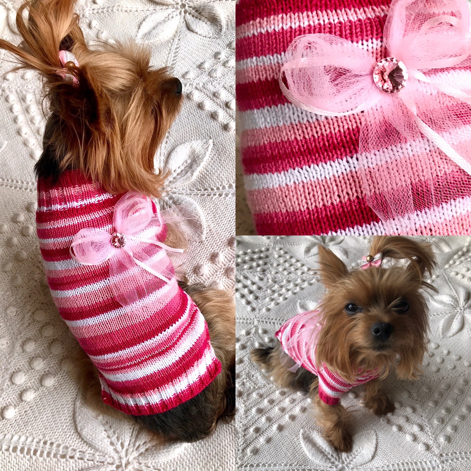 Dog Sweater size S Pink Dog Sweater Knitted cotton dog Etsy