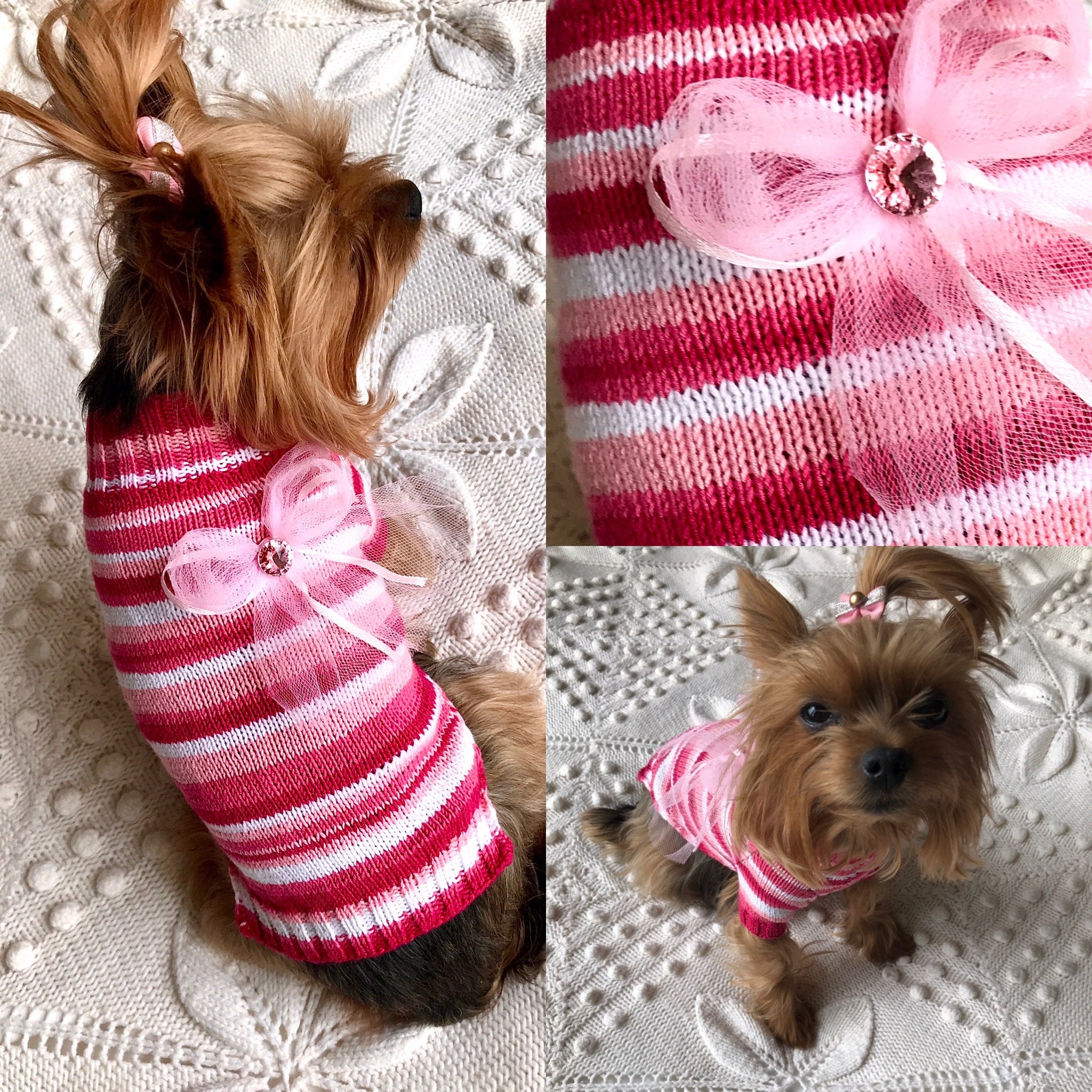 Dog Sweater size S Pink Dog Sweater Knitted cotton dog Etsy
