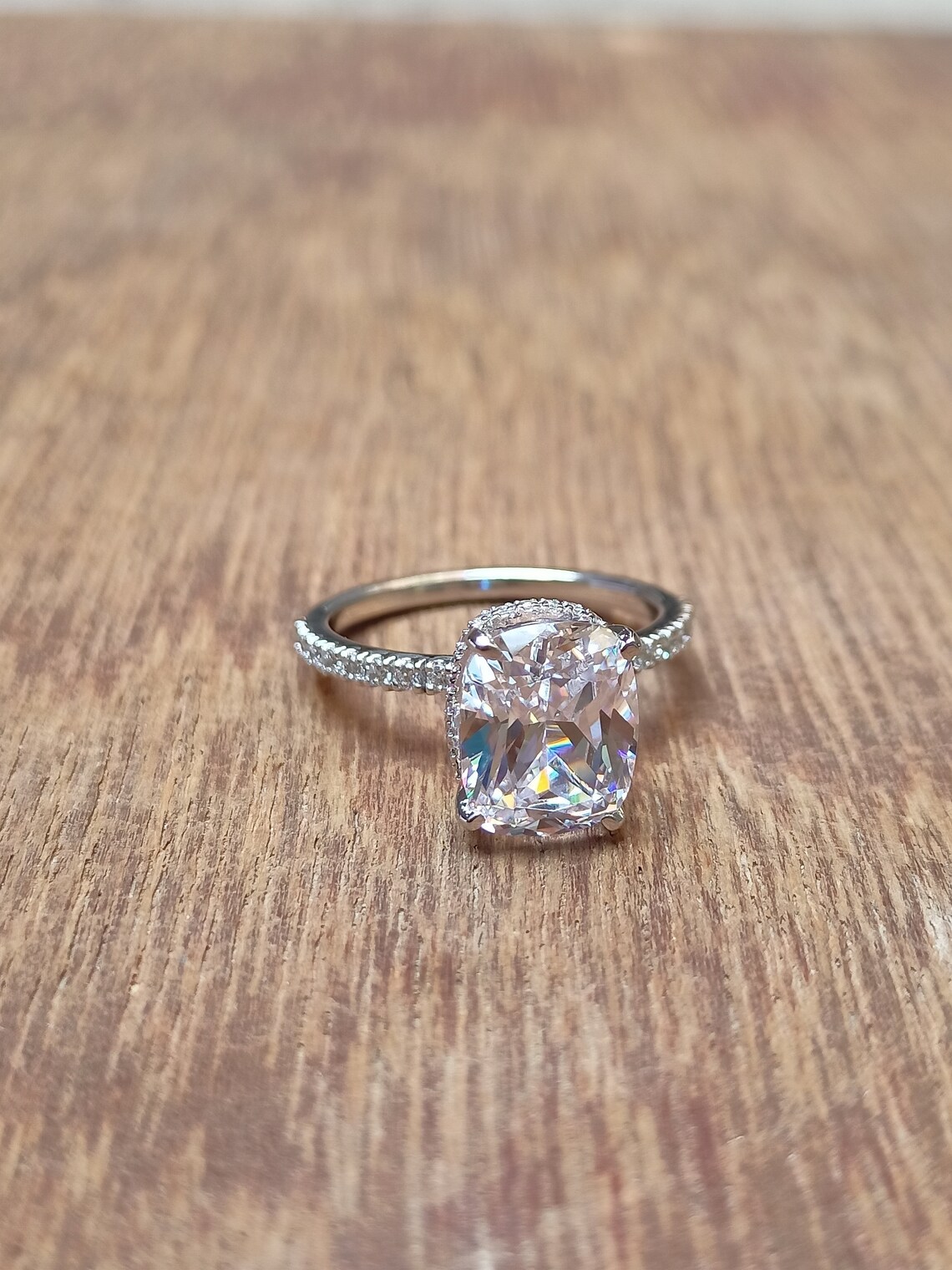 3.58 carat's elongated cushion cut micropave side hidden Etsy