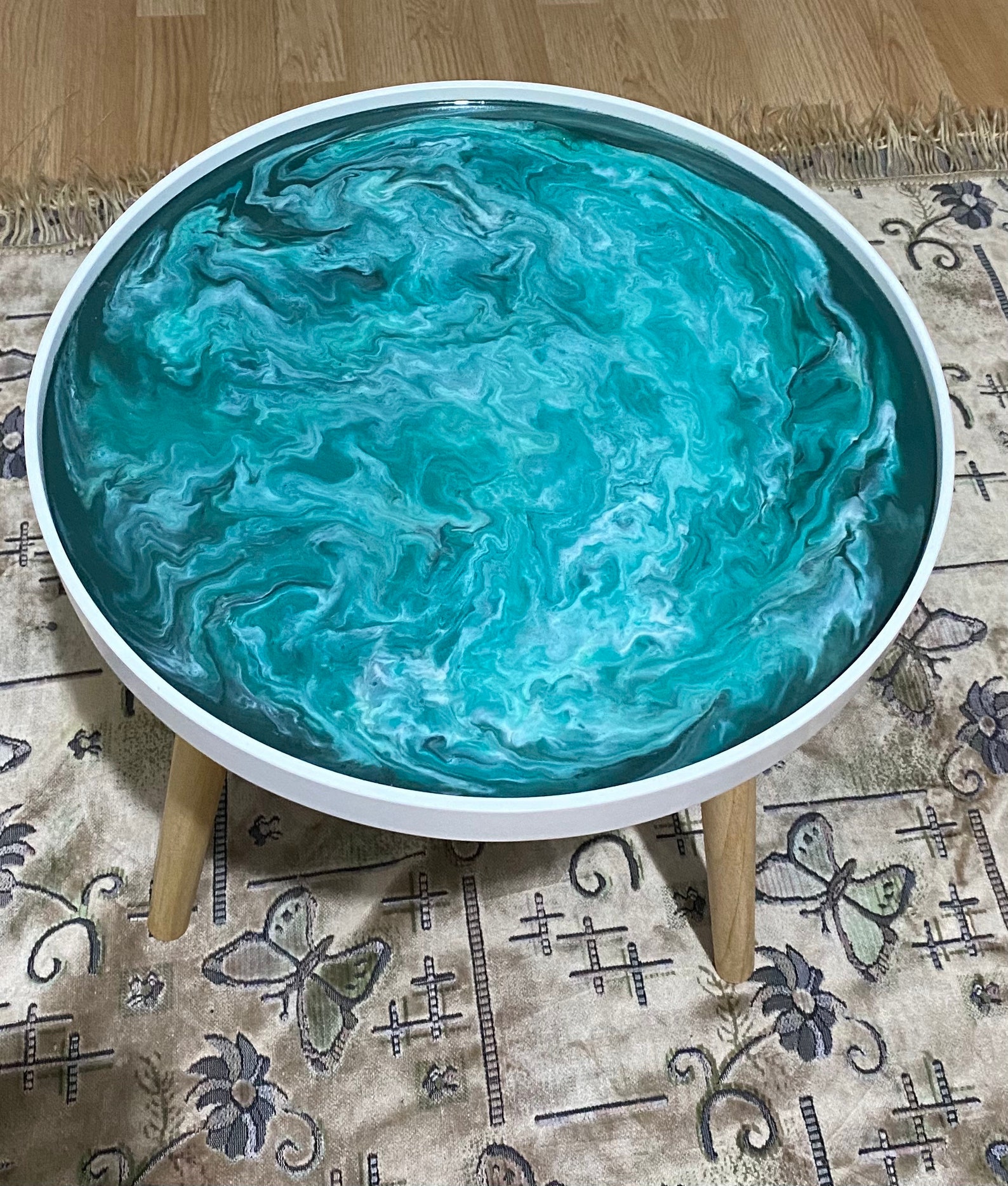 Round coffee table epoxy resin elegant furniture design home Etsy