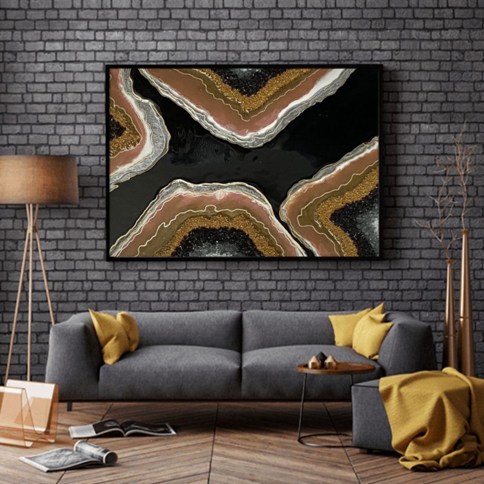 Epoxy resin wall art painting canvashand paintedtexture Etsy