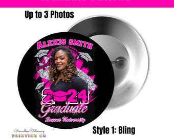 Custom Grad Buttons, Photo Buttons, Graduation Buttons, Custom Grad Items, 2.25" Photo Buttons