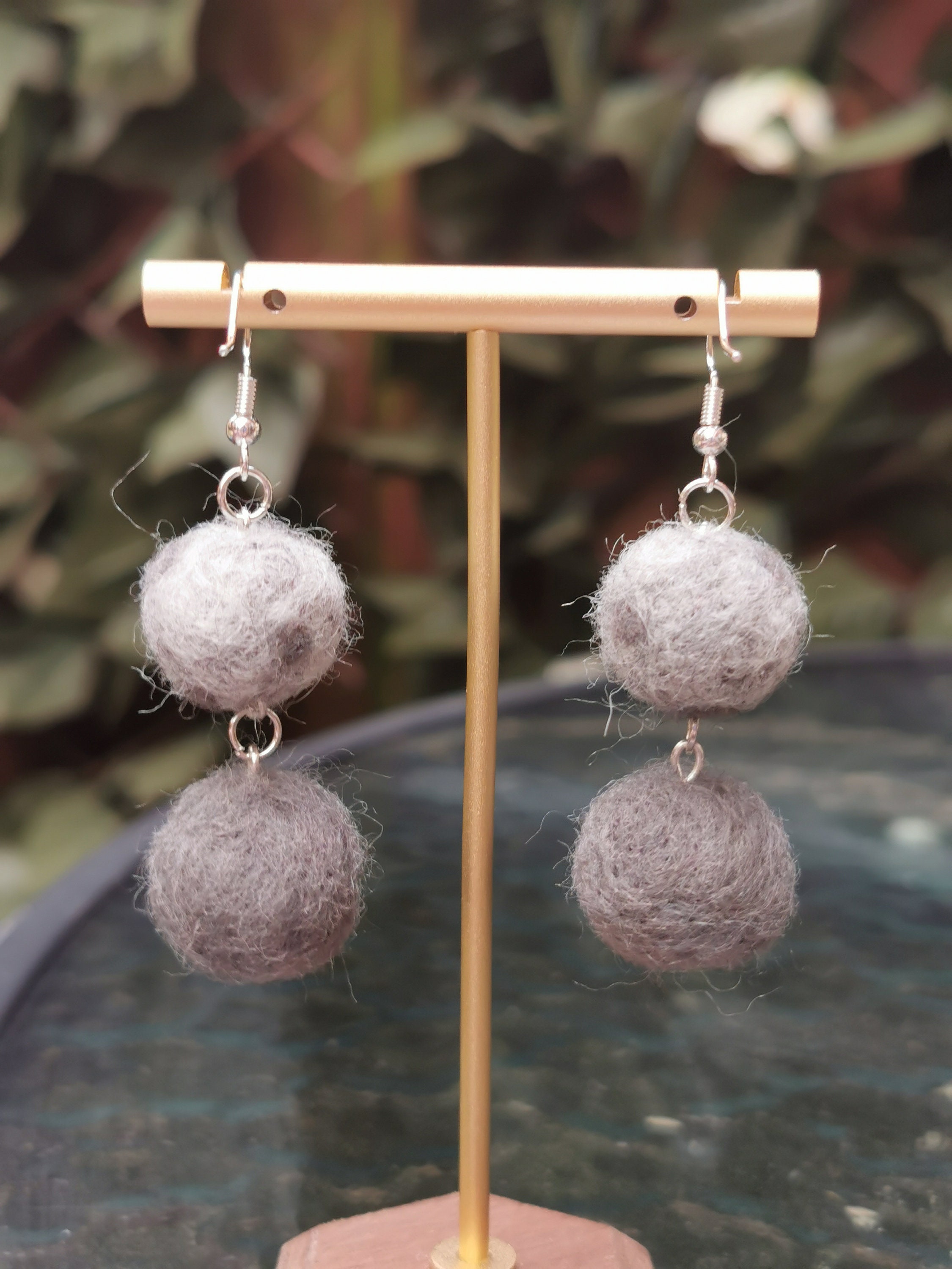 Handmade Needle felt Ball earrings Etsy
