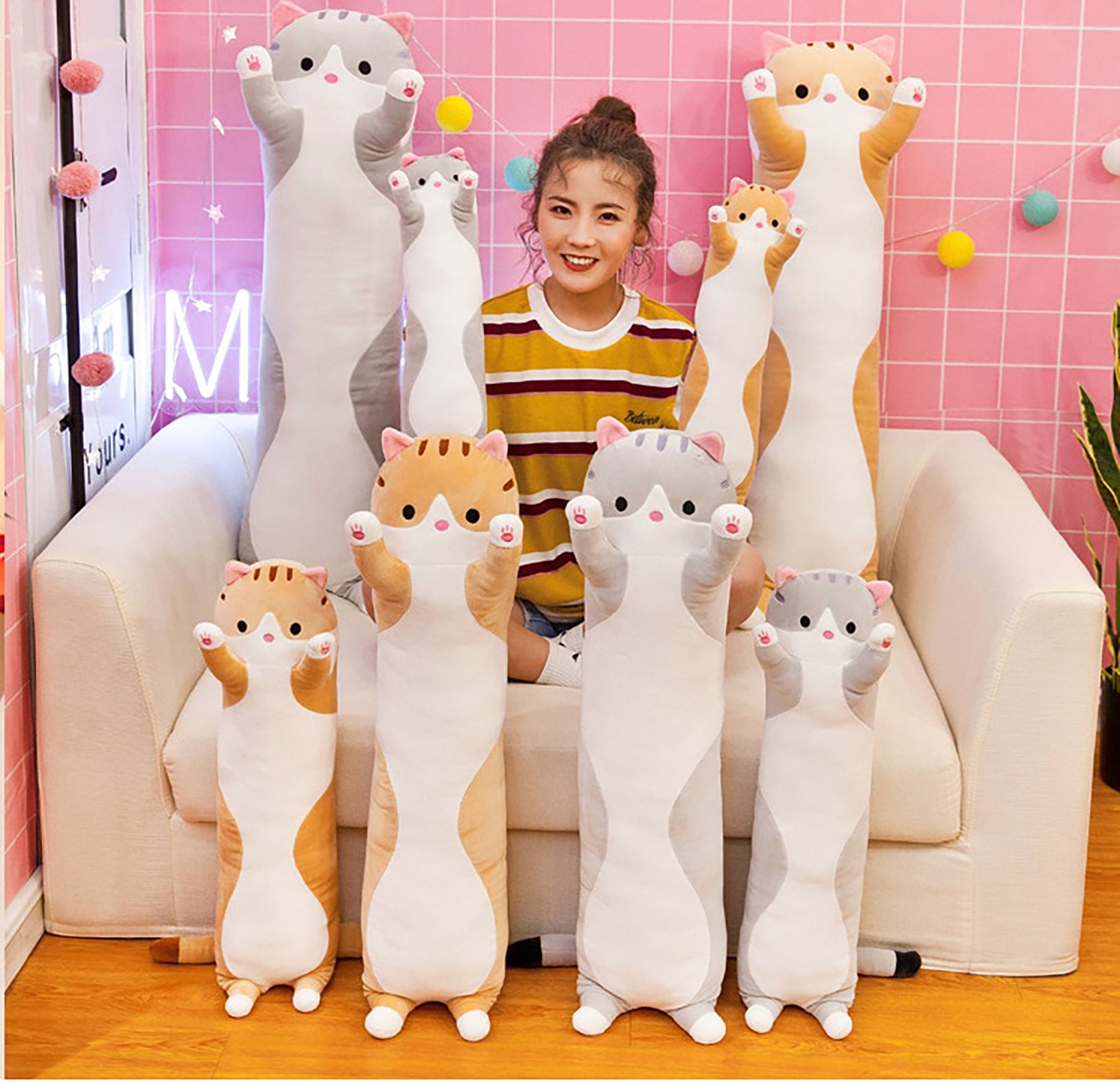 Giant Super Soft Long Cat Body Pillow Kawaii Cat Stuffed Etsy