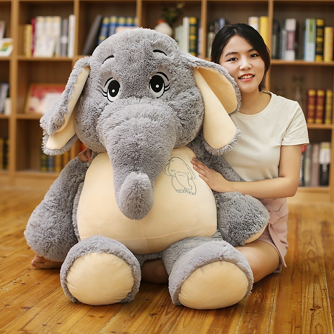 40'' Giant plush Elephant toys Grey Stuffed Big flappy Etsy