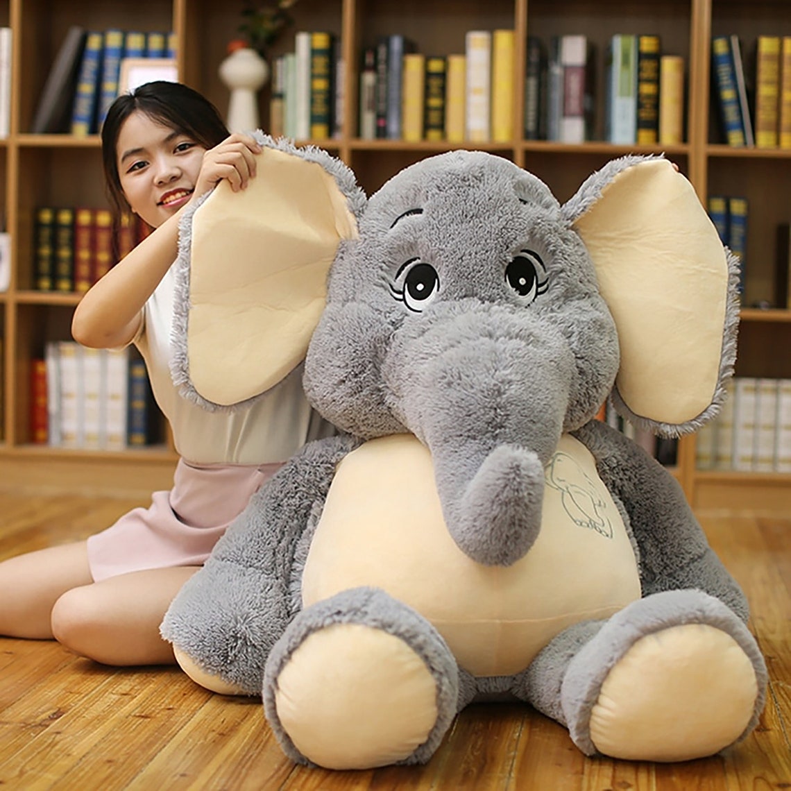 40'' Giant plush Elephant toys Grey Stuffed Big flappy | Etsy