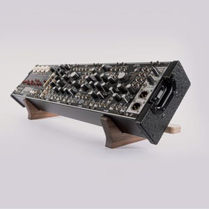Handmade Walnut & Maple Eurorack Skiff Stand: 45-Degree Tilt and Adjustable Width