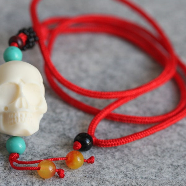 Hand Carved Tagua Nut Skull Necklace /Vegetable Ivory Jewellery/Amulet Jewellery/ Meditation Necklace/ Yoga Jewellery /Halloween Jewellery