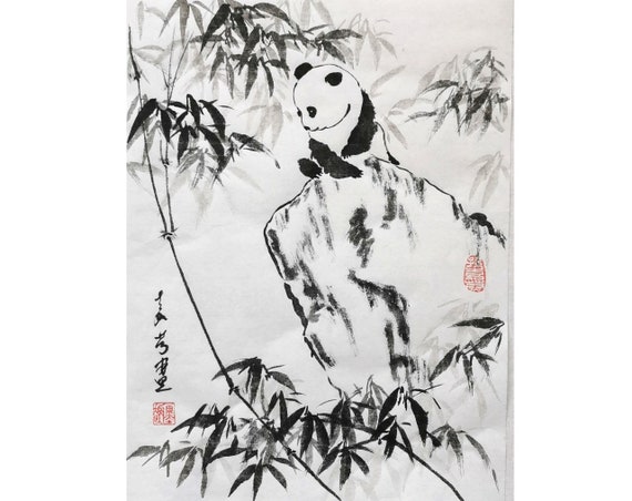 Original Chinese brush water-ink painting / Chinese art / Chinese painting/ "Panda" #00A