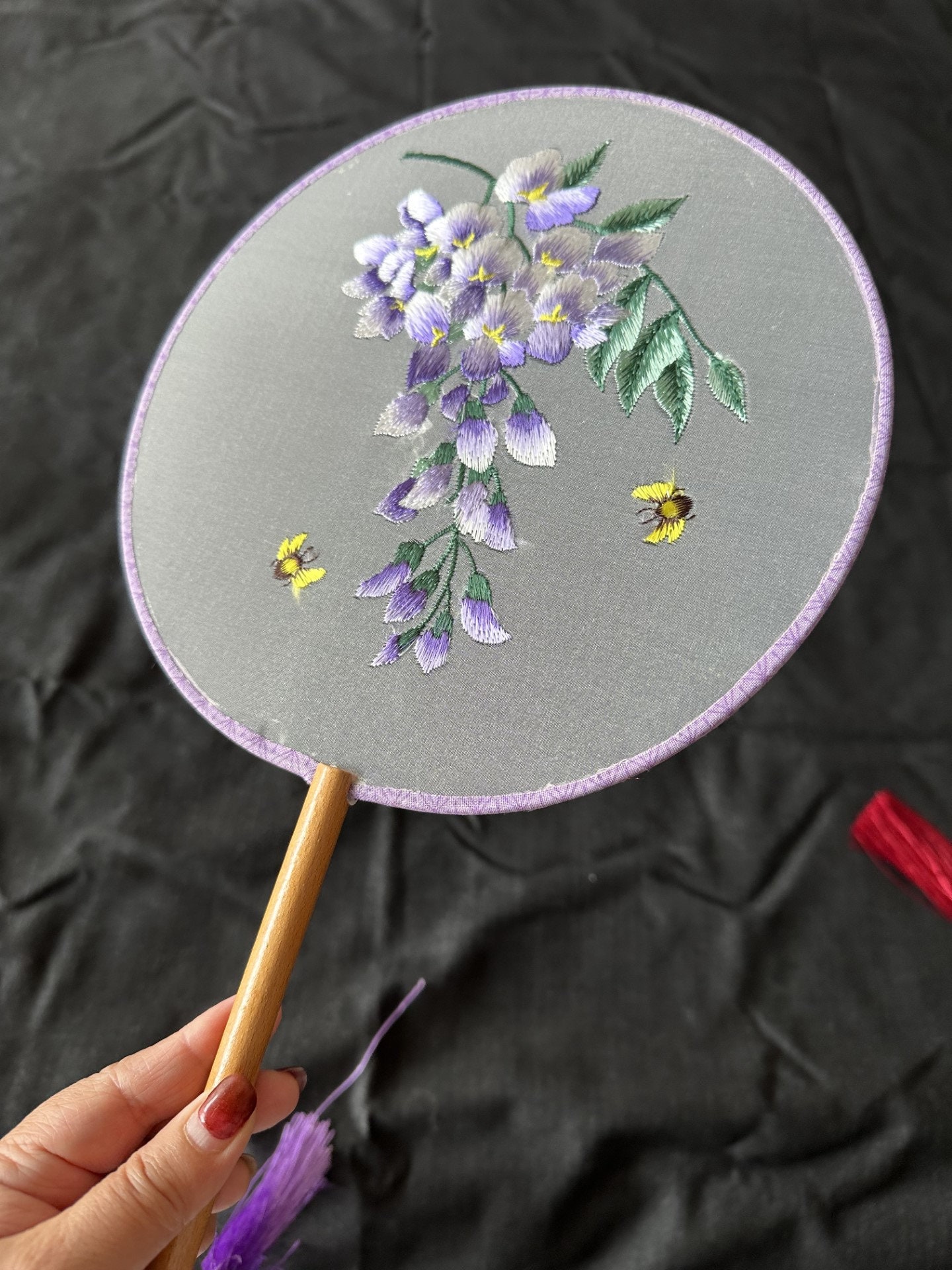 Customised Traditional Fan Handcrafted Chinese Traditional Embroidered Fan / Translucent Silk Fan ...