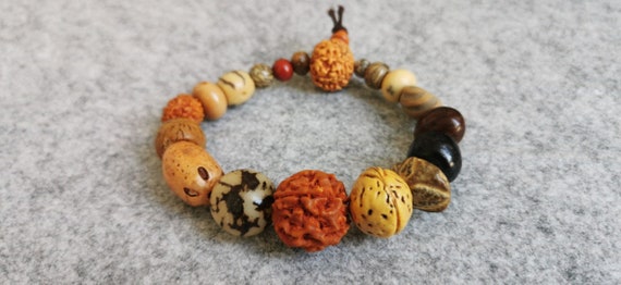 Handmade Bodhi Dry Nut Beads Amulet and Good Luck Bracelet / Elasticity Bracelet/ Yoga Meditation Jewellery