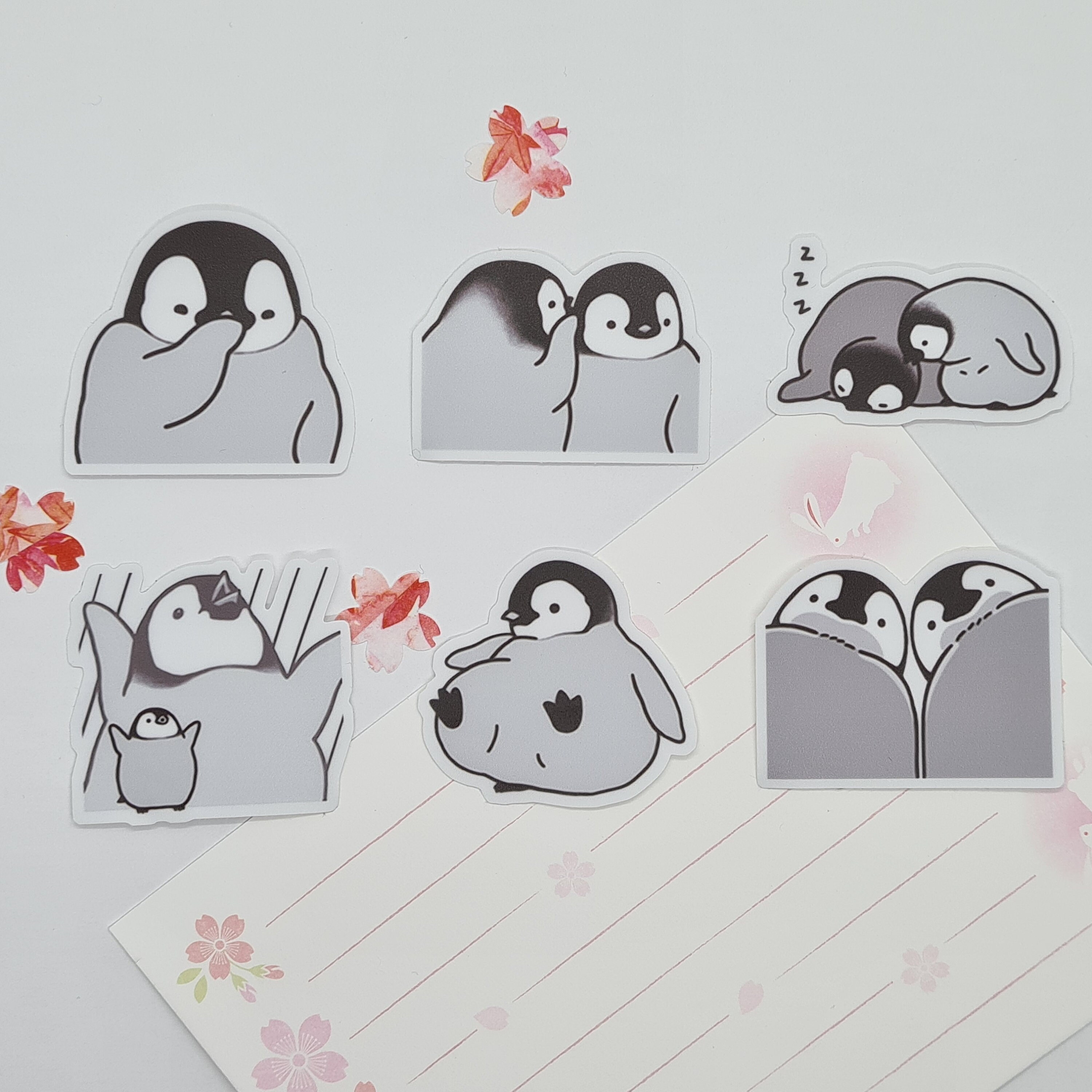 Penguin Sticker Pack of 6 Kawaii Cute Laptop Decal Vinyl Etsy