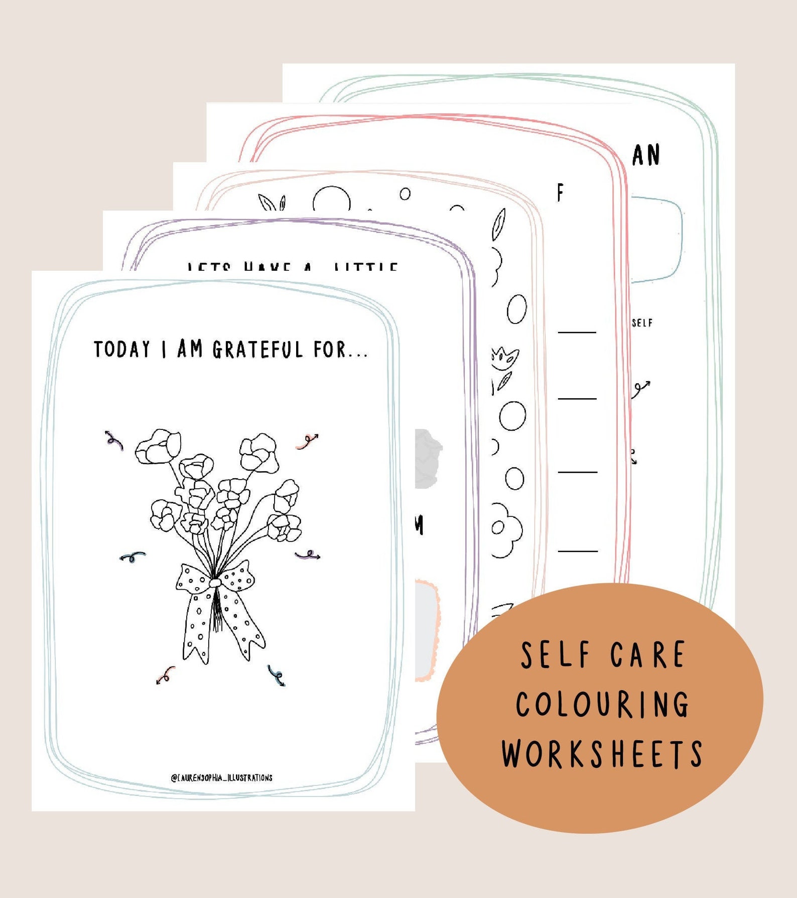 Self Care Colouring Worksheets Self Care Positive Etsy