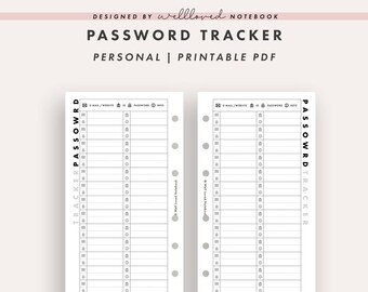 Password Tracker Printable | Credential Keeper Template | Website login detail book PDF | Account Management Ring binder insert | Personal