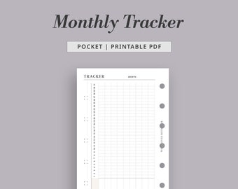 Pocket - Monthly Tracker Printable | 31 days Habit Tracker template PDF |  Planner & Bullet Journal for Minimalist | Digital Download