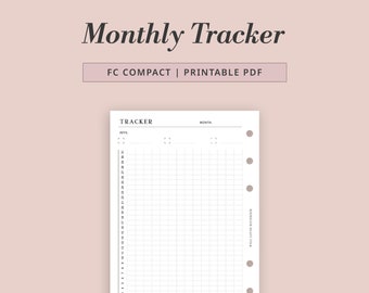 FC Compact - Monthly Tracker Printable | 31 days Habit Tracker template PDF |  Planner & Bullet Journal for Minimalist | Digital Download