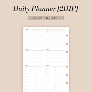May include: A printable A5 daily planner. The planner features sections for goals, priorities, to-do lists, and a schedule. The schedule is divided into hourly slots from 8 am to 3 pm.