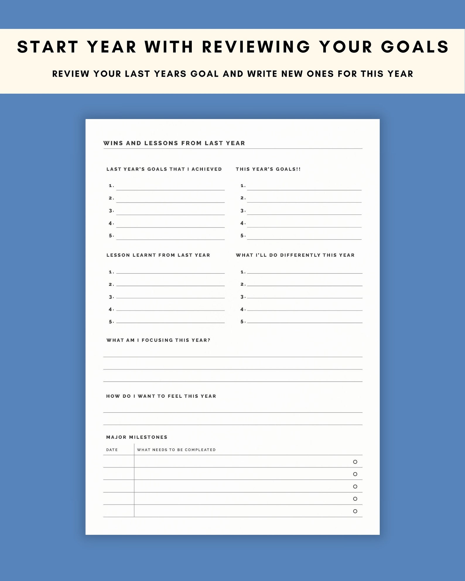 Yearly goal planner for SMART goal setting simple goal Etsy
