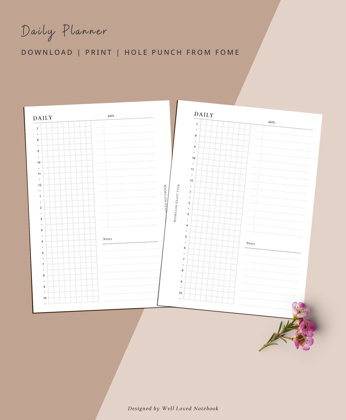 A6 - Daily Planner Printable | Day on One Page Minimalist PDF | to Do ...