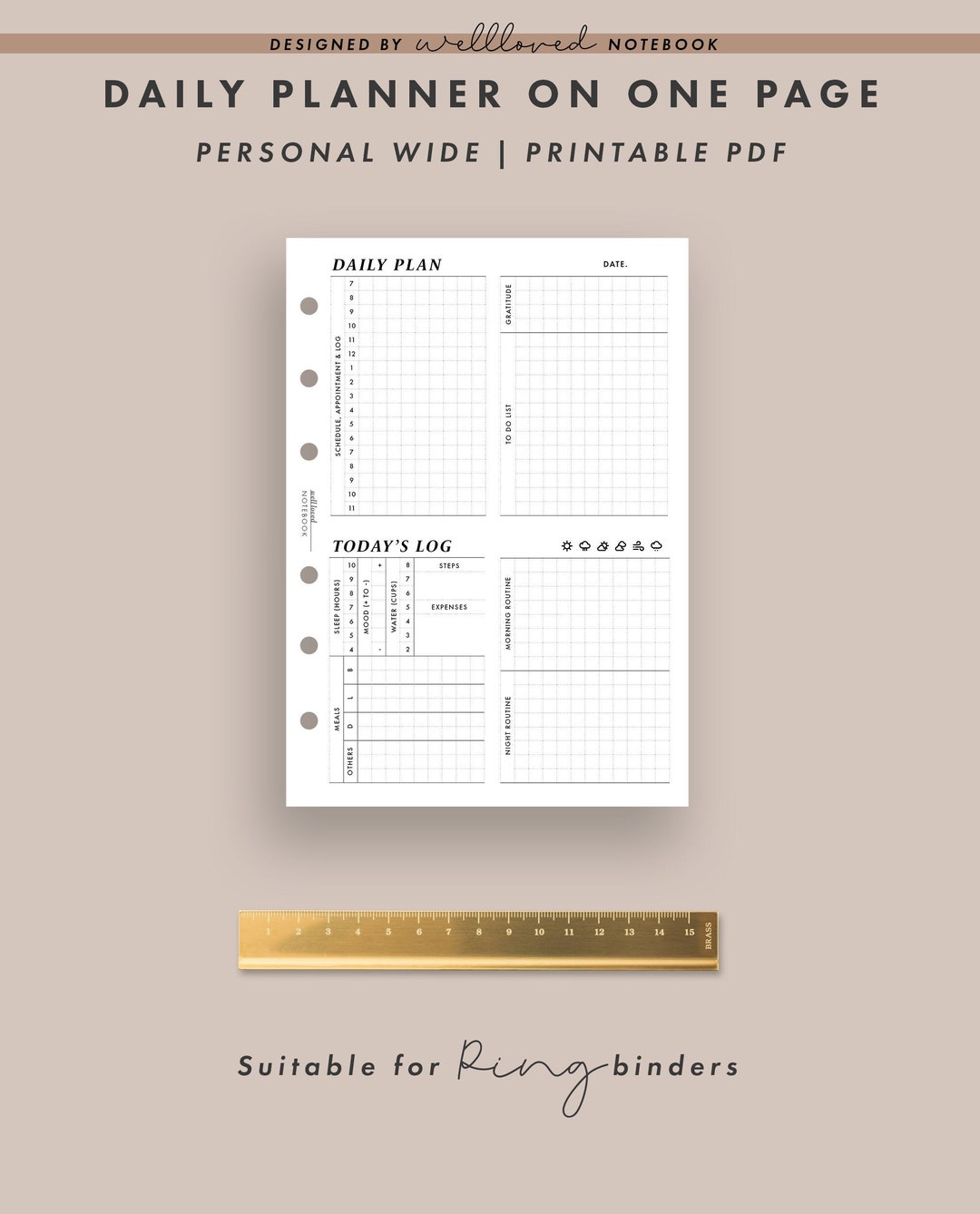 Daily Planner Printable Day on One Page Today's Log - Etsy