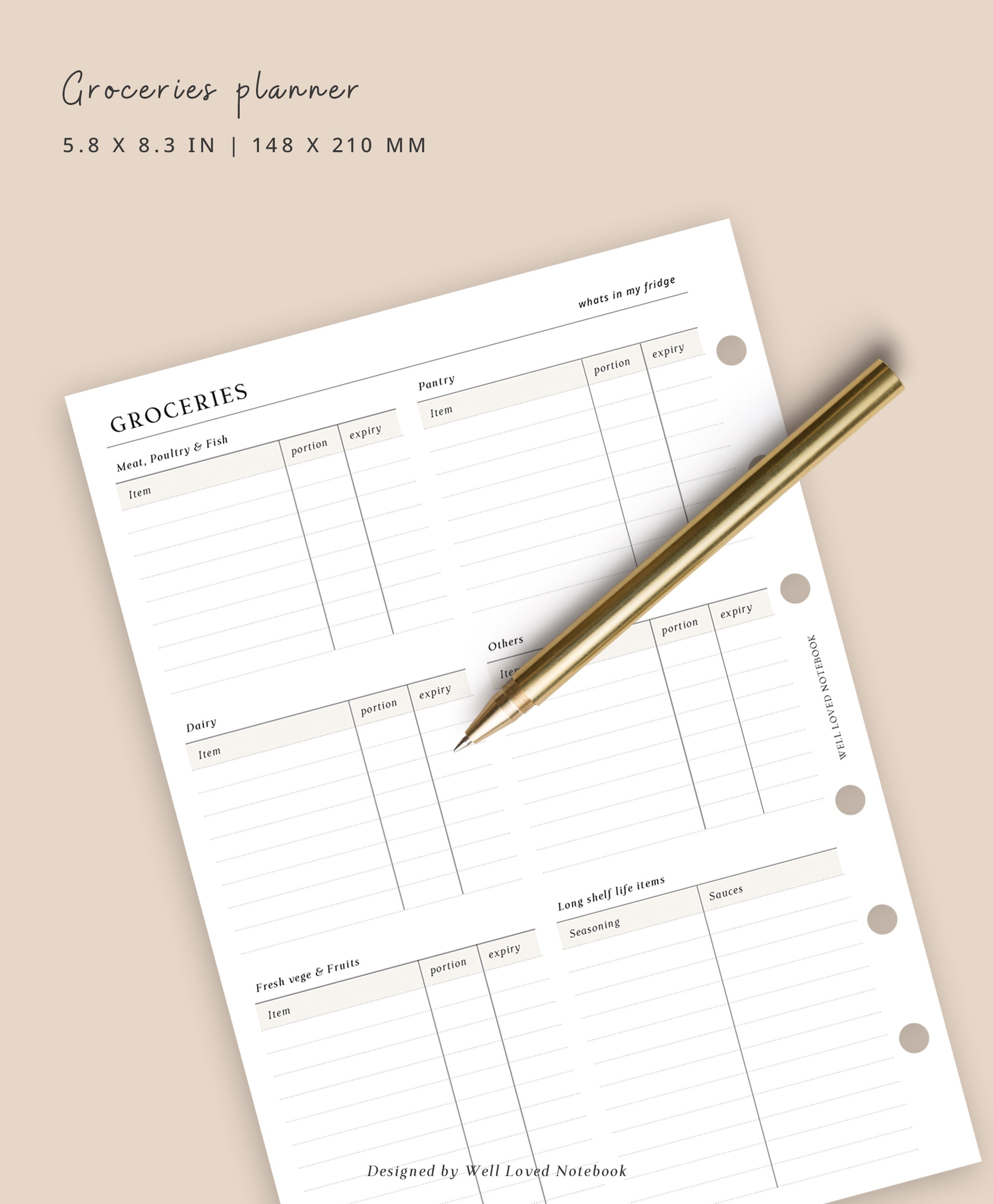 A5 - Meal Planner Printable | Weekly Meal Prep Template | Daily Recipe ...