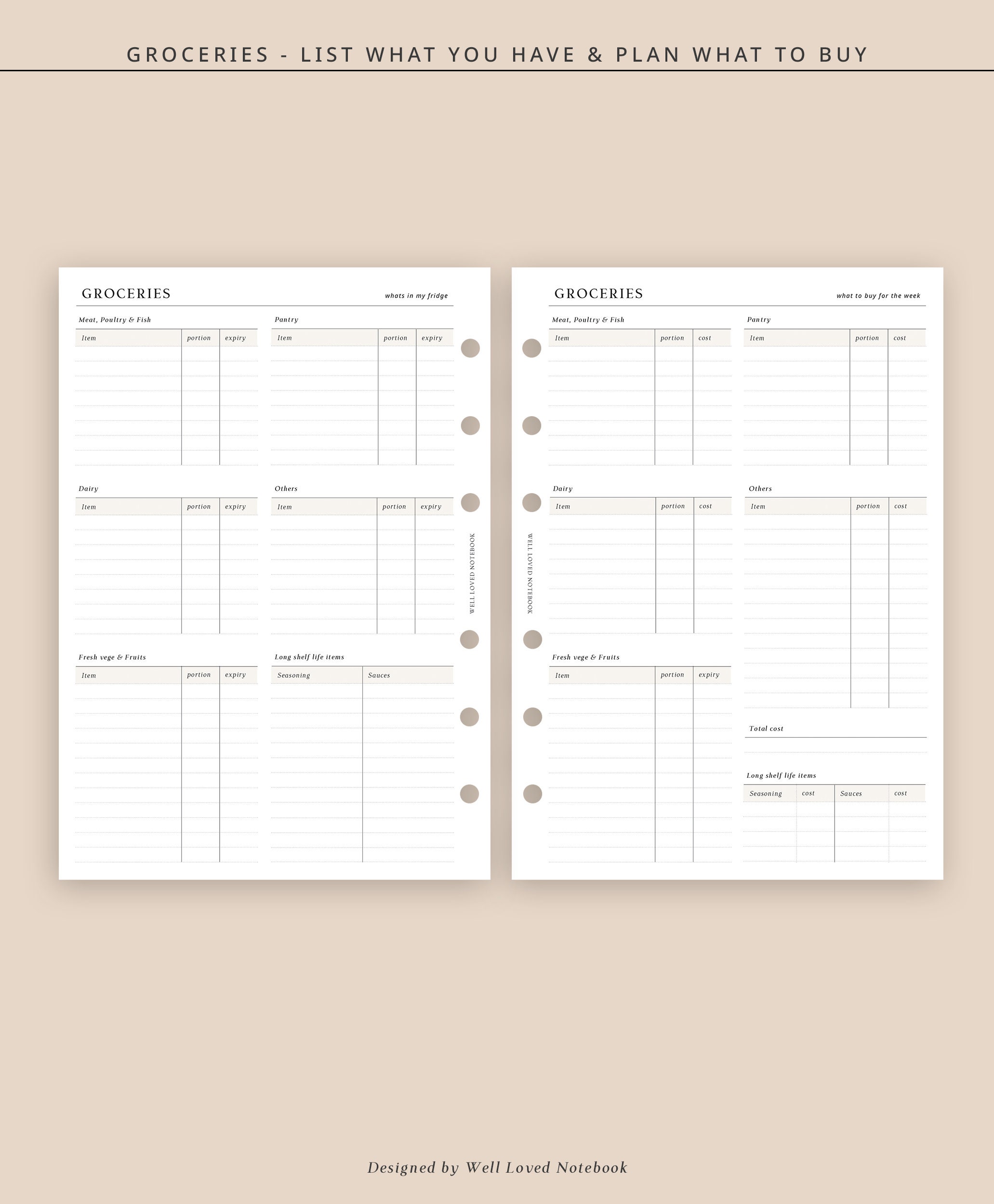 A5 Meal Planner Printable Weekly Meal Prep Template Daily Recipe Insert ...
