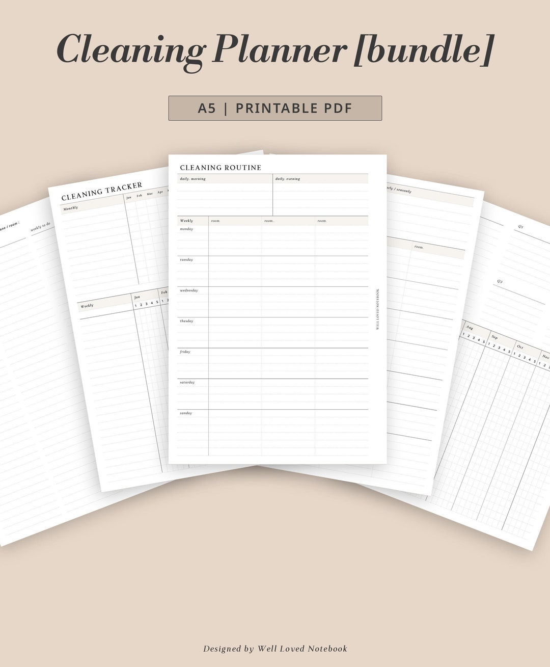 A5 - Cleaning Planner Printable | Home Management Binder Insert ...