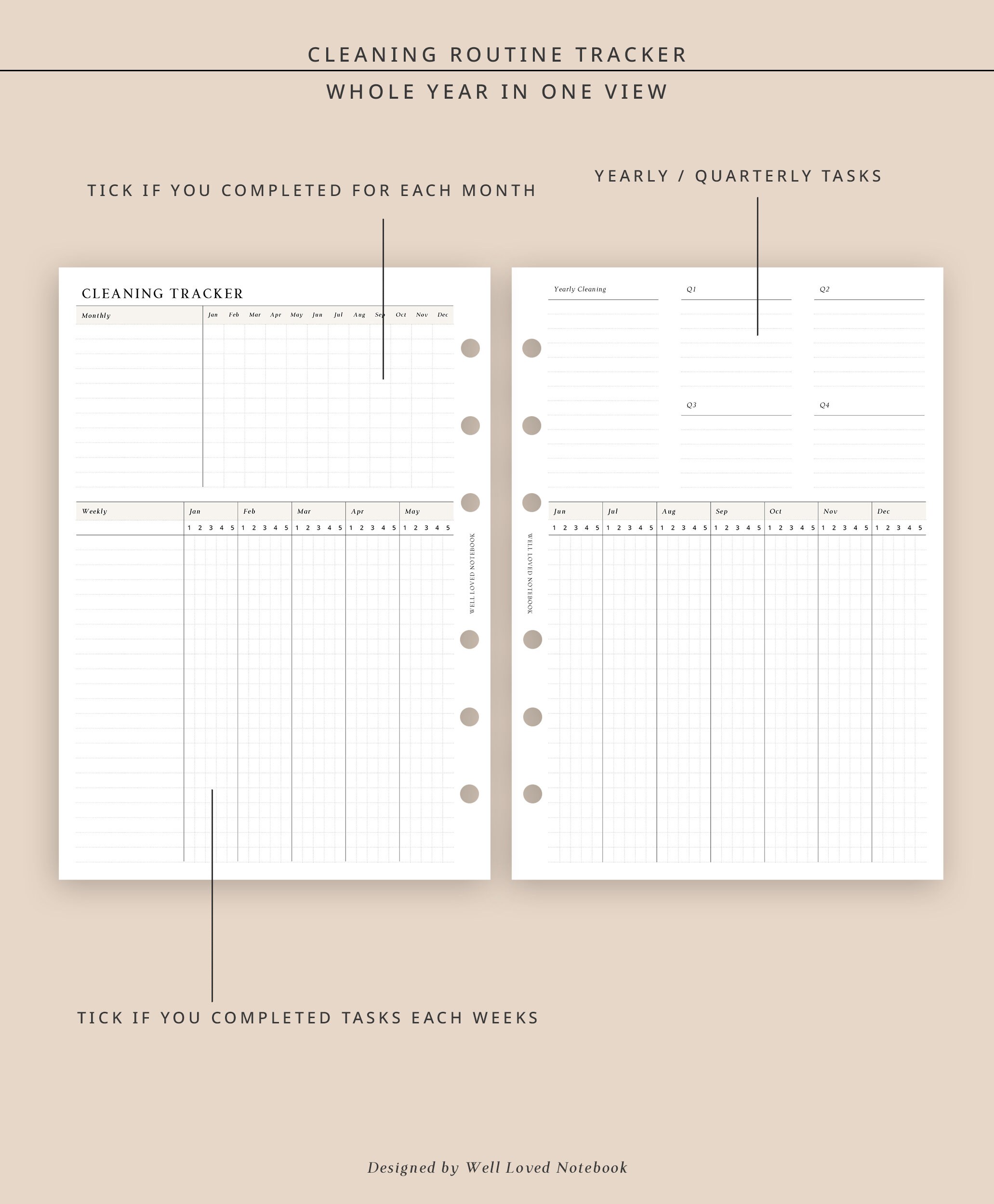 A5 Cleaning Planner Printable Home Management Binder Insert Monthly ...