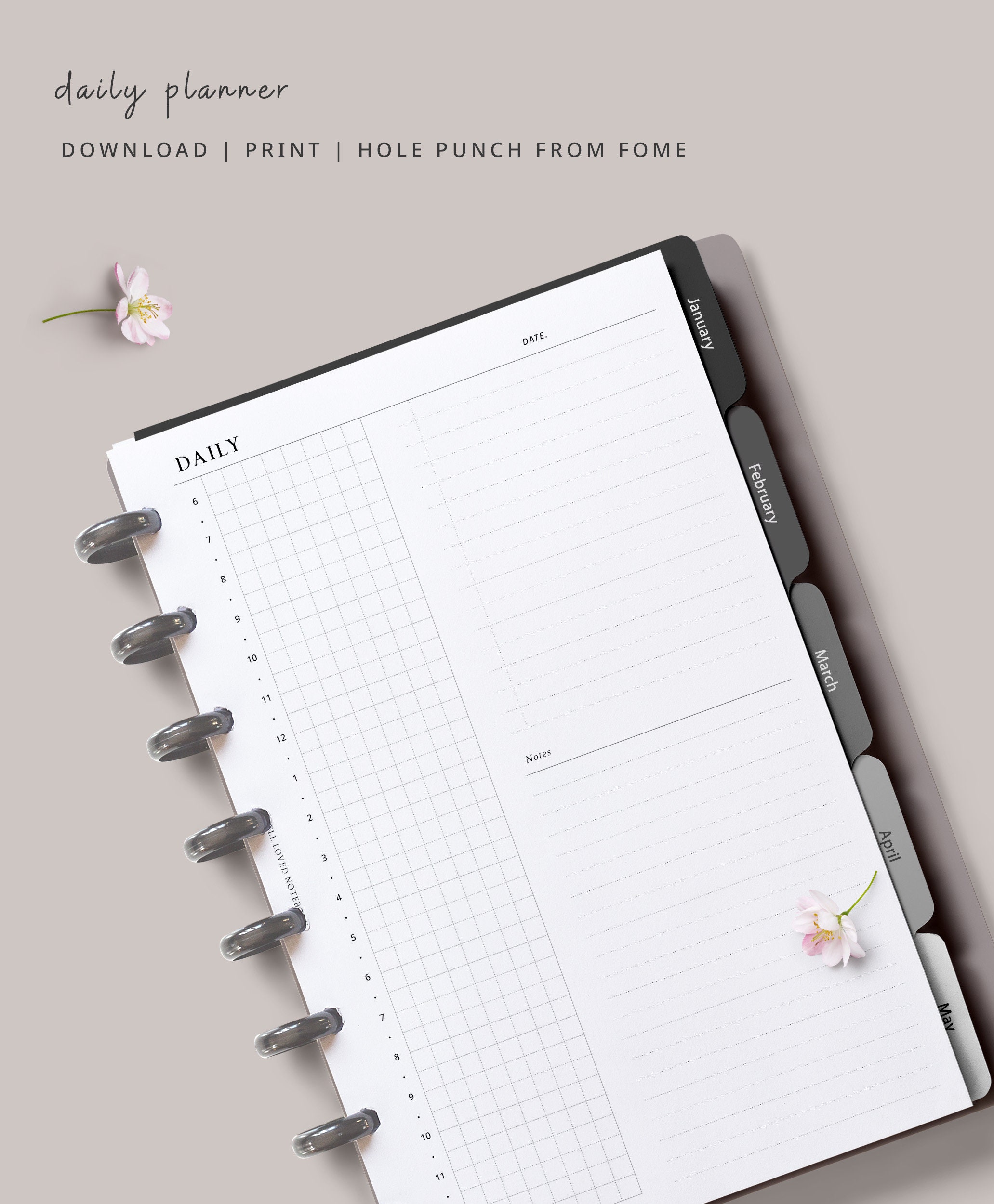Half Letter - Daily Planner Printable | Day on One Page Minimalist PDF ...