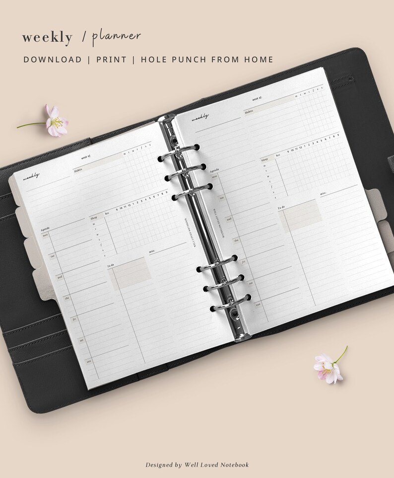 A5 - Weekly Planner Printable With Sleep Tracker and Habit Chart ...