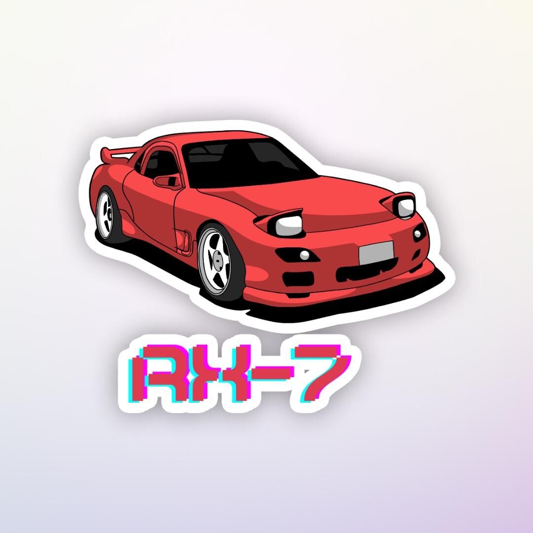 Red Mazda RX-7 Racing Sticker | Vinyl Decal for Laptops & Water Bottles ...