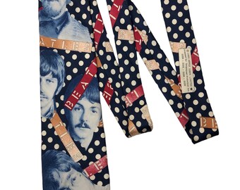 Rare!! Vintage 1993 The Beatles x Roberto Mocellini All Overprint Silk Tie