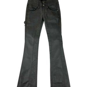 パンツ vanquish Y2K destroyed flare black denim Y2k Streetwear Black Wide Leg Flare Jeans Splashed Ink