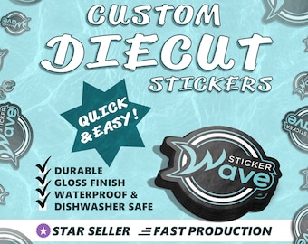 Custom Stickers - Waterproof Vinyl Die Cut Stickers - Logo Stickers - Free Proof & Free Shipping