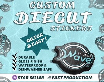 Custom Stickers - Waterproof Vinyl Die Cut Stickers - Logo Stickers - Free Proof & Free Shipping