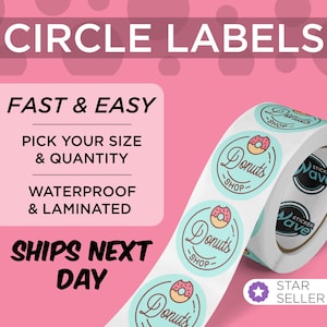 Labels on a Roll with Your Logo or Image | Circle BOPP Stickers | Choose Your Size | Free Proof & Shipping