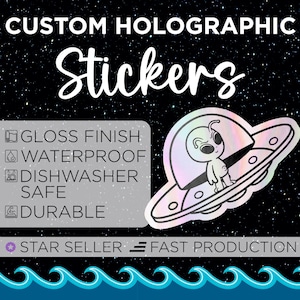 Custom Holographic Stickers - Die Cut Stickers - Waterproof Vinyl - Logo Stickers - Free Proof & Free Shipping