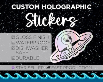 Custom Holographic Stickers - Die Cut Stickers - Waterproof Vinyl - Logo Stickers - Free Proof & Free Shipping