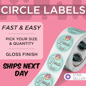 Labels on a Roll with Your Logo or Image | Circle BOPP Stickers | Choose Your Size | Free Proof & Shipping