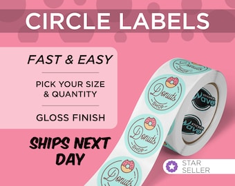Labels on a Roll with Your Logo or Image | Circle BOPP Stickers | Choose Your Size | Free Proof & Shipping