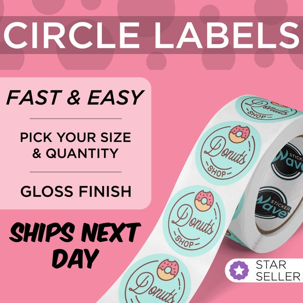 Labels on a Roll with Your Logo or Image | Circle BOPP Stickers | Choose Your Size | Free Proof & Shipping