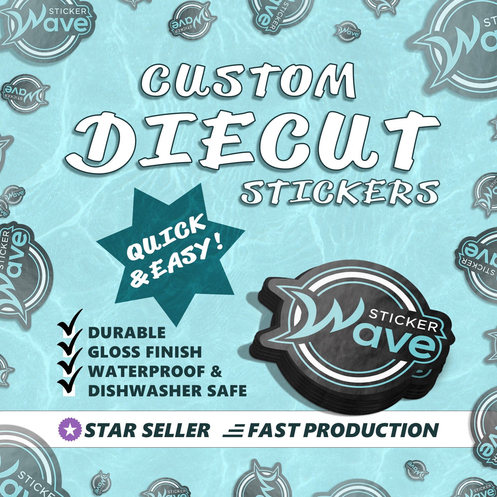 Custom Stickers - Waterproof Vinyl Die Cut Stickers - Logo Stickers - Free Proof & Free Shipping